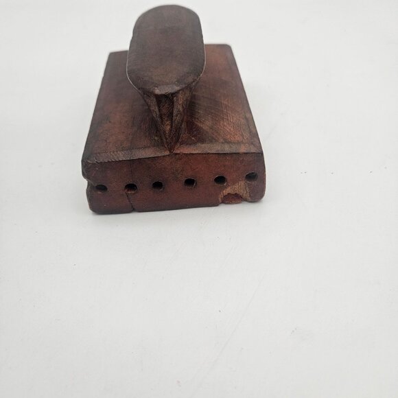 Antique Hand Carved Wood Textile Circle Pattern Fabric Stamp Block - Picture 7 of 10